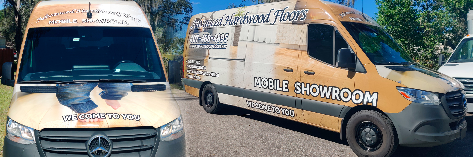 Advanced Hardwood Floors Mobile Showroom Vehcile Front And Three Quarters View